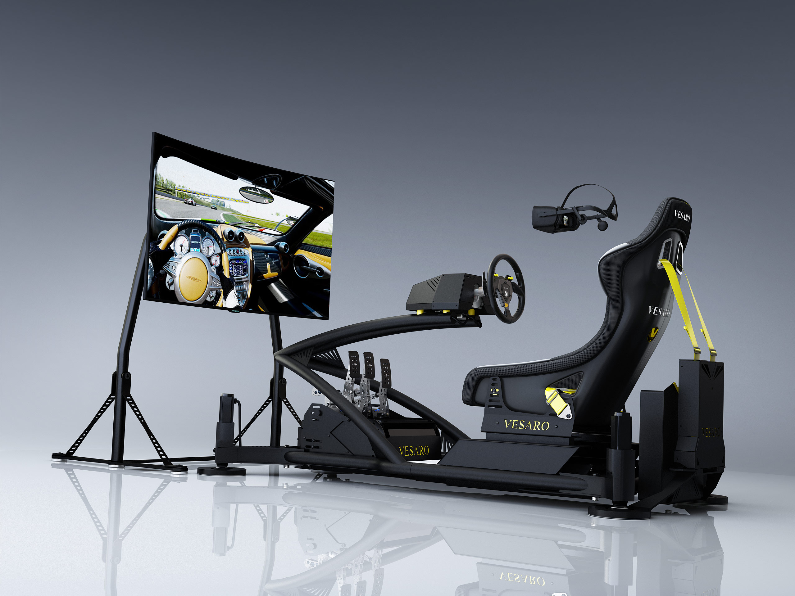 Vr rx. Vesaro Racing Simulation. VR Racing Simulator. VR аттракцион автосимулятор. Подвижное кресло для автосимулятора.
